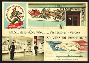 Carte postale Vassieux-en-Vercors, Musee de la Resistance, et deutsche Waffen