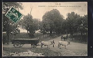 Carte postale Gonesse, Boulevard de la Madeleine et Avenue de la Gare