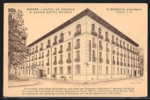 Carte postale Nevers, Hotel de France, Grand Hotel Réunis
