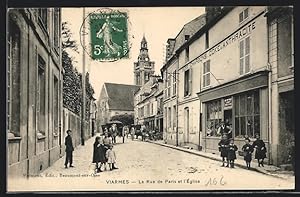 Carte postale Viarmes, La Rue de Paris et l`Eglise