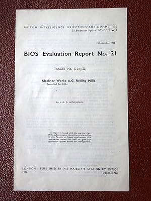 BIOS Evaluation Report No. 21. Klockner Werke A.G. Rolling Mills, Troisdorf Bei Koln. METALLURGY....