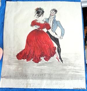 Symptoms Of Being In The Swing. Original watercolour caricature/cartoon of two dancers c1820