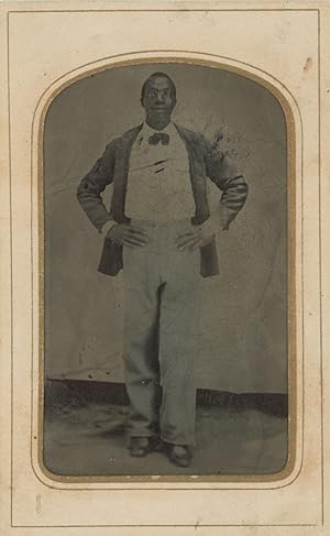 Tintype Photograph of an African-American Man in a Coat with Hands on Both Hips, c. 1860s-1870s