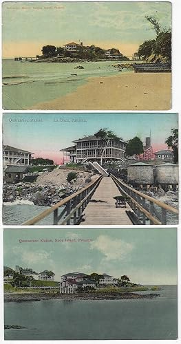 Circa 1925 - Three postcards showing quarantine stations that protected transit through the Panam...