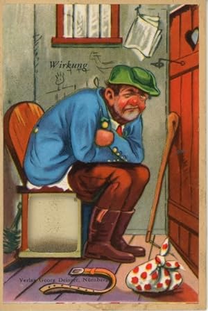 Mechanische Ansichtskarte / Postkarte Alkohol, Ursache und Wirkung, Betrunkener in der Toilette