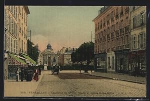 Carte postale Versailles, Ensemble de la Rue Hoche et Eglise Notre-Dame