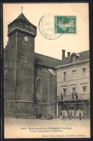 Carte postale Beaumont-du-Périgord, Postes, Télégraphes et Téléphones