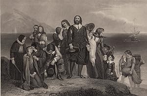 The First landing of the Pilgrims on the shores of Cape Cod in November 1620 ,1868 Historical Ame...