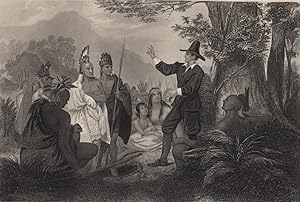 John Eliot,First Missionary among the Indians,1868 Historical Religious Print