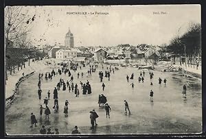 Carte postale Pontarlier, Le Patinage