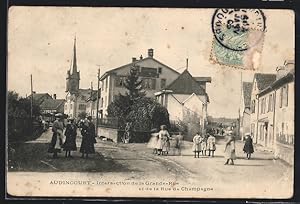 Carte postale Audincourt, Intersection de la Grande-Rue et de la Rue de Champagne