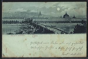 Mondschein-Carte postale Lyon, Pont de la Guillotière