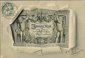 Passepartout Ansichtskarte / Postkarte Reichskassenschein, Zwanzig Mark, Geldschein