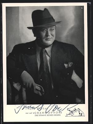 Ansichtskarte Opernsänger Franz Völker mit original Tinten-Autograph