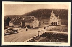 Carte postale Sancey-le-Long, Maison natale de la Sainte et Église Sainte-Jeanne-Antide