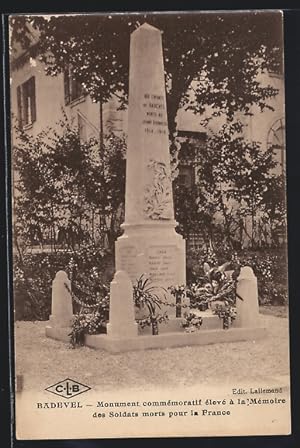 Carte postale Badevel, Monument commémoratif élevé à la Mémoire des Soldats morts pour la France