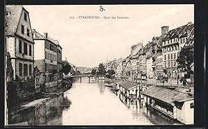 Carte postale Strasbourg, Quai des Bateliers, Häuser am Quai