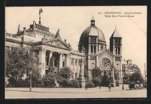 Carte postale Strasbourg, Palais de Justice, Église Saint-Pierre-le-Jeune