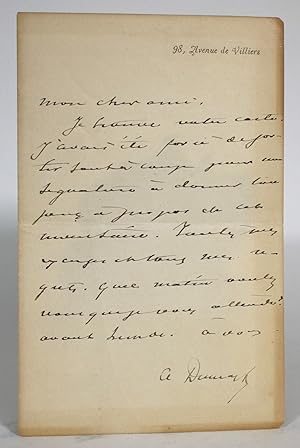 Alexandre Dumas Fils Letter