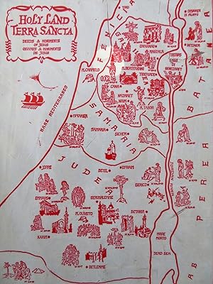 Holy Land Israel Biblical World c. 1970's cartoon plastic pictorial map