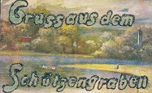 Glitzer Künstler Ansichtskarte / Postkarte Gruß aus dem Schützengraben, See, Haus