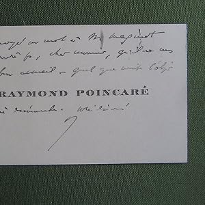 Carte de visite signed by Raymond Poincaré, with an inscription mentioning M. Maginot