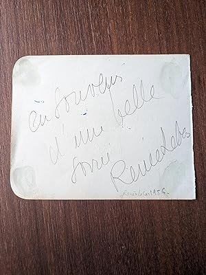 Card signed by Renée Lebas. (autographe / autograph)