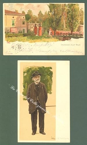 METLICOVITZ L. , due cartoline a colori commemorative di Giuseppe Verdi.