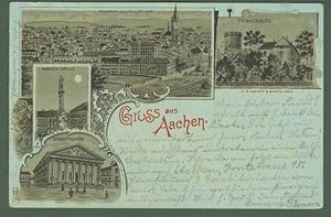 GERMANIA. Gruss aus Aachen. Cartolina d'epoca viaggiata nel 1899