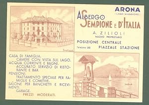 GAGLIARDI G. ALBERGO SEMPIONE D'ITALIA, Arona, Lago Maggiore. Cartolina d'epoca non viaggiata, ci...