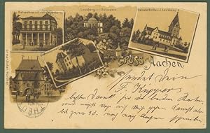 GERMANIA. Gruss aus Aachen. Cartolina d'epoca viaggiata nel 1897