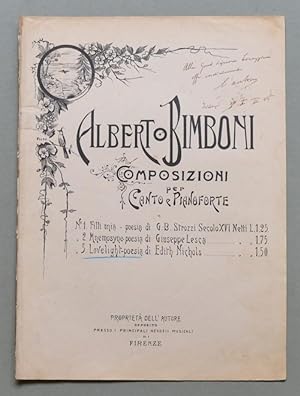 BIMBONI ALBERTO (1882 - 1960). Compositore e direttore d'orchestra. Dedica autografa datata Firen...