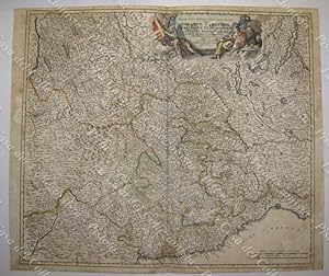 PIEMONTE â" LIGURIA â" LOMBARDIA. Grande carta doppia. G.B. Homann, Norimberga, circa 1720