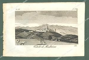 Toscana. MONTAIONE, Firenze. Veduta generale. Acquaforte incisa da A. Verico, anno 1827.