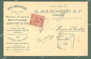 VERONA. Burro e formaggi MARCHIORI. Cartolina d'epoca viaggiata nel 1905