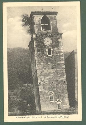 Toscana. CIREGLIO, Pistoia. Il campanile. Cartolina d'epoca viaggiata nel 1925.