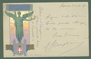 CIRCOLO UFFICIALI DI TERRA E DI MARE. Roma 1918. Cartolina d'epoca viaggiata.