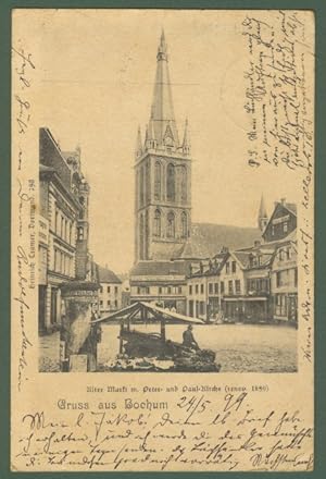 GERMANIA. Gruss aus Bochum. Cartolina d'epoca viaggiata nel 1899