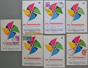 MOSTRA ARTIGIANATO FIRENZE. 7 cartoline diverse anni 1954, 1955, 1956, 1958, 1959, 1961, 1962.