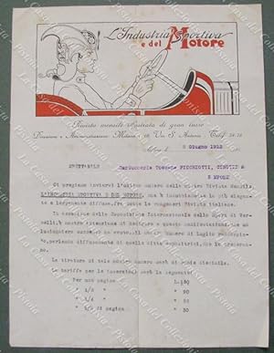 INDUSTRIA SPORTIVA E DEL MOTORE di Milano. Vecchia fattura del 1913