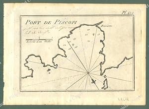 GRECIA. EGEO. "Port de Piscopi". Acquaforte. Portolano Allezard, Livorno 1817.
