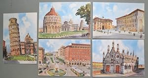 FRATTINI G. Cinque cartoline d'epoca a colori con scorci di Pisa.