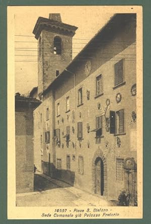 Toscana. PIEVE S. STEFANO, Arezzo. Sede comunale. Cartolina d'epoca non viaggiata, circa 1925.