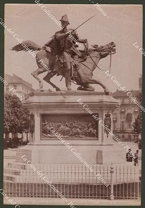 TORINO. Circa 1880. Piazza Solferino. Monumento al Duca di Genova. Fotografia originale