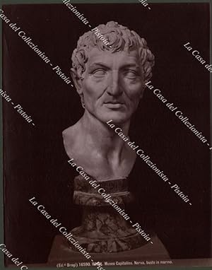 NERVA. Busto in marmo, Museo Capitolino a Roma. Foto originale fine '800
