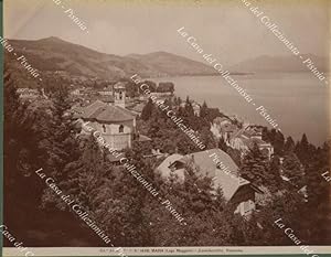 Lombardia. Lago Maggiore. MAINA, panorama. Fotografia originale Alinari, fine 1800.