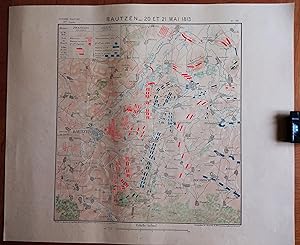 Bautzen (bataille de) 20 et 21 mai 1813. Carte d'étude de l'Ecole spéciale militaire de Saint-Cyr.
