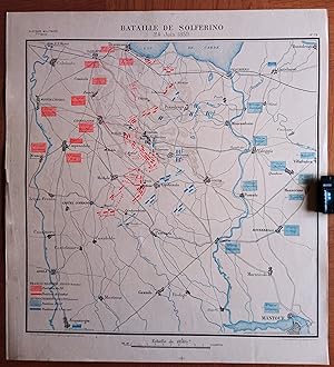 Bataille de Solférino. 24 juin 1859. Carte d'étude de l'Ecole spéciale militaire de Saint-Cyr.