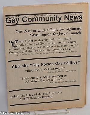 GCN: Gay Community News; the gay weekly; vol. 7, #41, May 10, 1980; Washington for Jesus March & ...