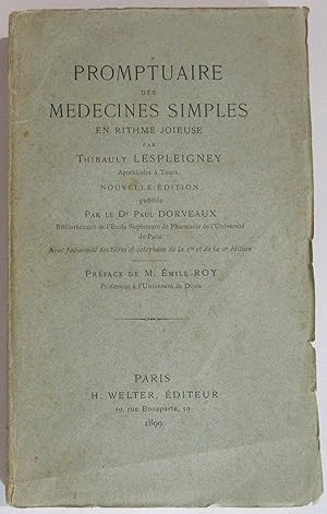 Promptuaire des Médecines Simples en Rithme Joieuse par Thibault Lespigney Apothicaire à Tours. N...